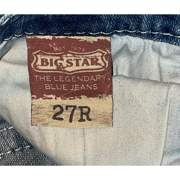 Big Star Liv Slim Bootcut Jeans Women's 27R Whiskered Vintage Denim Blue - Picture 10 of 16